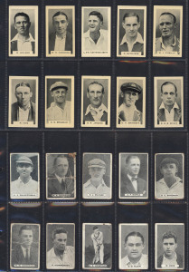 1932 SWEETACRES - "TEST MATCH RECORDS": complete set (32), including Bradman, Ponsford, McCabe, Larwood, Jardine & Nawab of Pataudi, condition generally Fair/G; also 1934 Godfrey Phillips "Grey's Cigarettes" (10, cards #11-20) G/F; Ogden's (UK) "Australian Test Cricketers 1928-29 complete set (36), F/VF. (78)