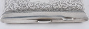 An antique English sterling silver card or cigarette case, attractively engraved with shield and foliate design, original gilt finish to the interior plus original fastening bands, made in Birmingham, circa 1913, ​8 x 5cm, 46 grams - 4