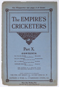 "THE EMPIRE'S CRICKETERS" Part X, published for The Fine Art Society by Dawbarn & Ward, 1905. Being original colour lithographs of W.H.B. Evans, H.K. Foster, J.J. Kelly & Leonard Braund by A. Chevallier Tayler. With original wrappers. (4 lithographs).