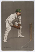 "THE EMPIRE'S CRICKETERS" Part X, published for The Fine Art Society by Dawbarn & Ward, 1905. Being original colour lithographs of W.H.B. Evans, H.K. Foster, J.J. Kelly & Leonard Braund by A. Chevallier Tayler. With original wrappers. (4 lithographs). - 3