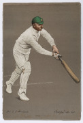 "THE EMPIRE'S CRICKETERS" Part XII, published for The Fine Art Society by Dawbarn & Ward, 1905. Being original colour lithographs of G.W. Beldam, A.J. Hopkins, C.E. McLeod & E.G. Arnold by A. Chevallier Tayler. With original wrappers. (4 lithographs). - 3