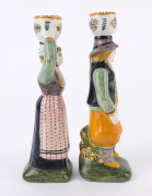 QUIMPER French earthenware pair of figural candle sticks, ​21cm high - 3