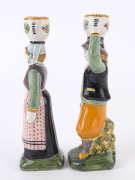 QUIMPER French earthenware pair of figural candle sticks, ​21cm high - 5