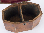 An English Georgian tortoiseshell tea caddy with twin compartments, circa 1810, ​13cm high, 17cm wide, 11cm deep - 8