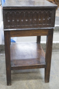 An antique English oak bible table, 18th century, with accompanying antique leather bound bible, ​72cm high, 55cm wide, 42cm deep - 4