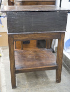 An antique English oak bible table, 18th century, with accompanying antique leather bound bible, ​72cm high, 55cm wide, 42cm deep - 6