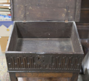 An antique English oak bible table, 18th century, with accompanying antique leather bound bible, ​72cm high, 55cm wide, 42cm deep - 8