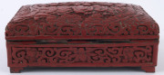 An antique Chinese cinnabar lacquer box, Qing Dynasty, 6cm high, 15cm wide, 9cm deep - 4