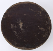 An antique Chinese circular workbox, rosewood with mother of pearl inlay, interior fitted with lift-out tray and compartments, ​Qing Dynasty, circa 1830, 11cm high, 28cm diameter - 10