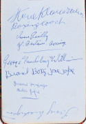 AUTOGRAPH BOOK: Signatures of competitors, mostly boxers including Dick Mctaggart (GB) lightweight gold medallist, who also won the Val Barker Trophy for being the outstanding stylist of the games, Terry Spinks (GB) flyweight gold medallist, Ray Perez (US - 3