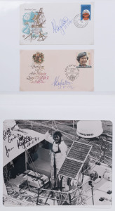 SAILING - KAY COTTEE: autograph on photo (19 x 24cm) of Cottee aboard her yacht "Blackmores First Lady", plus dated signatures (15/12/95) on 85 special envelopes; supporting material including biography of Cottee's career achievements.  Kay Cottee became 