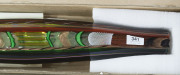 SIGNORETTI stunning pair of Italian Murano glass canoe shaped architectural features with battuto cold work and aventurina canes plus accompanying certificate and documentation. In original boxes with wall bracket mounts. Purchased in 2013 for &euro;8,000. 92 - 4