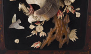 A Japanese Shibayama red lacquer fire screen, Meiji period, 19th century, 85cm high, 75cm wide - 5