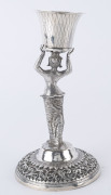 A rare pair of antique Burmese silver goblets supported by solid cast male and female figurines dressed in elegant costumes of the Konbaung Court (1752-1885), Rangoon, Burma, 1880-1890, Male 18.8cm, 594 grams. Female 23.4cm, 674 grams. - CLICK HERE FOR DE - 4