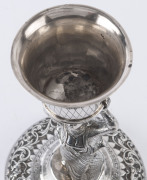 A rare pair of antique Burmese silver goblets supported by solid cast male and female figurines dressed in elegant costumes of the Konbaung Court (1752-1885), Rangoon, Burma, 1880-1890, Male 18.8cm, 594 grams. Female 23.4cm, 674 grams. - CLICK HERE FOR DE - 6