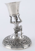 A rare pair of antique Burmese silver goblets supported by solid cast male and female figurines dressed in elegant costumes of the Konbaung Court (1752-1885), Rangoon, Burma, 1880-1890, Male 18.8cm, 594 grams. Female 23.4cm, 674 grams. - CLICK HERE FOR DE - 11