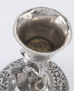 A rare pair of antique Burmese silver goblets supported by solid cast male and female figurines dressed in elegant costumes of the Konbaung Court (1752-1885), Rangoon, Burma, 1880-1890, Male 18.8cm, 594 grams. Female 23.4cm, 674 grams. - CLICK HERE FOR DE - 13