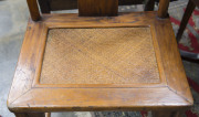 A pair of antique Chinese timber chairs with finely carved splats and later woven cane seats, ​110cm high - 4