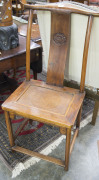 A pair of antique Chinese timber chairs with finely carved splats and later woven cane seats, ​110cm high - 6