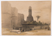 DAVID ROBERTS (1796 - 1864), hand-coloured lithograph, being the title page of "The Holy Land, Syria, Idumea, Arabia, Egypt & Nubia" (1839), "Baalbec" together with six hand-coloured lithographs from the same volume, all approx. 24 x 34cm, with subjects i - 7
