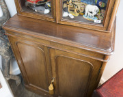 An antique English walnut two door bookcase of slim proportions, circa 1860, ​203cm high, 80cm wide, 42cm deep - 5