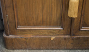 An antique English walnut two door bookcase of slim proportions, circa 1860, ​203cm high, 80cm wide, 42cm deep - 9