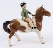 BESWICK porcelain statue of a girl riding a pony, black factory mark to underside, 14cm high, 15cm wide - 3