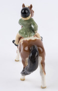 BESWICK porcelain statue of a girl riding a pony, black factory mark to underside, 14cm high, 15cm wide - 4