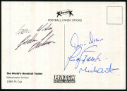 1980s-90 signed image cards of leading players (10.5x14.5cm) noting Gary Lineker, Peter Beardsley, Alan Shearer, Kevin Keegan, Chris Waddle, Paul Gascoigne & Michael Owen; also Manchester United cards including signed 1985 FA Cup Winners with eight signat - 4