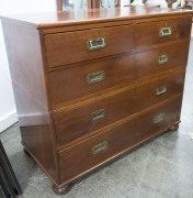 An antique English campaign chest of drawers, mahogany and brass, early to mid 19th century, 84cm high, 101cm wide, 49cm deep - 2