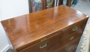 An antique English campaign chest of drawers, mahogany and brass, early to mid 19th century, 84cm high, 101cm wide, 49cm deep - 3