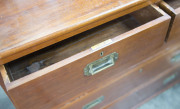 An antique English campaign chest of drawers, mahogany and brass, early to mid 19th century, 84cm high, 101cm wide, 49cm deep - 4