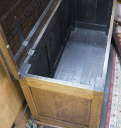 An antique carved English oak coffer, 18th/19th century, 69cm high, 121cm wide, 51cm deep - 7