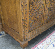 An antique carved English oak coffer, 18th/19th century, 69cm high, 121cm wide, 51cm deep - 9