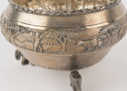 An antique Burmese silver bowl decorated with repoussé frieze and elephant feet, 19th/20th century, 8cm high, 13cm diameter, 255 grams - 4