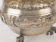 An antique Burmese silver bowl decorated with repoussé frieze and elephant feet, 19th/20th century, 8cm high, 13cm diameter, 255 grams - 5