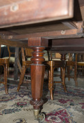 An impressive antique English William IV mahogany banquet table, six finely turned and hexagonal tapering form legs with five additional leaves, circa 1840, 74cm high, 116cm wide (extends to 426cm), 130cm deep - 8