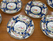 BOOTH'S "Pheasant" pattern English porcelain table ware comprising an oval serving dish, compote, 7 plates and 6 cups and saucers, 19th century. Brown factory mark to base with retailer's stamp "JOHN BATES & Co. Ltd. CHRISTCHURCH N.Z.", (21 pieces), ​the - 4