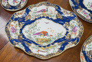 BOOTH'S "Pheasant" pattern English porcelain table ware comprising an oval serving dish, compote, 7 plates and 6 cups and saucers, 19th century. Brown factory mark to base with retailer's stamp "JOHN BATES & Co. Ltd. CHRISTCHURCH N.Z.", (21 pieces), ​the - 6