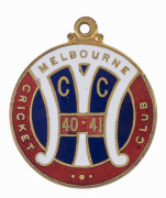 MELBOURNE CRICKET CLUB, 1940-41 membership badge by K.G.Luke, (No.3303) in great condition.