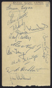 THE GREAT BRITAIN LIONS: 1958 RUGBY LEAGUE SQUAD that toured AUSTRALIA & NEW ZEALAND: autograph page with a total of 26 signatures (15 on front; 11 on reverse) including Alan Prescott, Jim Challiner, Eric Fraser, Phil Jackson, Eric Ashton & Ike Southward. - 2