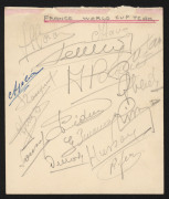 FRANCE: 1957 Rugby League World Cup squad, autograph page feauturing 16 signatures including Gilbert Benausse, Guy Hussan, Antranik Apelian & Andre Rives. 