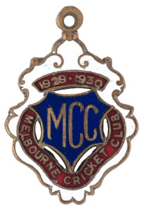 MELBOURNE CRICKET CLUB, 1929-30 Country membership badge, made by C. Bentley, (No.1331). Rare, and in very fine condition.