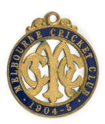 MELBOURNE CRICKET CLUB, 1904-5 Membership fob, made by Stokes, unusually, with dark blue enamel instead of the white which is usually seen. Without an impressed number, we believe this was a proposal submitted by Stokes. It was probably not adopted beca - 2