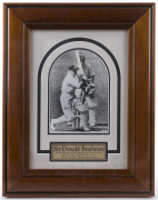 DON BRADMAN, original signature on a photograph of Bradman batting, with Godfrey Evans behind the wicket. Attractively framed. Overall 46 x 36cm.