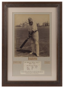 W.G.GRACE: fine signature on piece beneath a full-length image of "W.G." batting, from a photograph taken by E.Hawkins of Brighton. The image shows the bat with which he made over 1,000 runs in May 1895 and which was also used when he completed his One Hu - 2