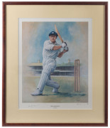 DON BRADMAN, print entitled "Sir Don Bradman" by Alan Fearnley, showing Bradman wearing his NSW cap with the SCG in the background, signed by Don Bradman & by the artist, limited edition 735/850, framed & glazed, overall 58 x 69cm.