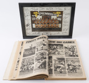 COLLINGWOOD: "First A.F.L. Premiers 1990" poster, with printed signatures all team members, including Tony Shaw (Capt), Peter Daicos (Vice Capt), Gavin Crosisca, Darren Millane, Mick McGuane and Leigh Matthews (coach); framed and glazed, overall 47 x 35cm