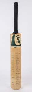 c.2001-2002 full size "Kookaburra" Cricket bat signed by 18 members of the Australian Test squad including Steve Waugh (Capt.), Shane Warne (Vice Capt.), Adam Gilchrist, Brett Lee, Glenn McGrath, Ricky Ponting, Justin Langer & Michael Slater.