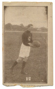 1921-25 VICTORIAN SUBURBAN PREMIUM - CARLTON: Chalie Canet, Card No.12, on white stock, inscribed "Past and Present Champs" on reverse, advertising for Hall's (delicatessen, Albert Park); Rarity Rating 7.